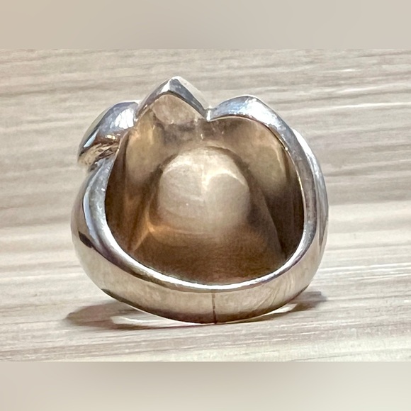 Vintage Heavy Sterling Silver Modernist Smooth Scalloped Dome Ring, Size 6.5 - Picture 4 of 10